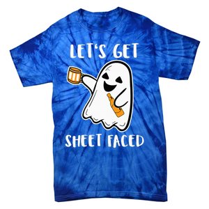 Let's Get Sheet Faced Boos Beer Drinking Boo Ghost Halloween Tie-Dye T-Shirt