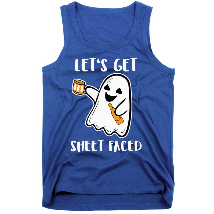 Let's Get Sheet Faced Boos Beer Drinking Boo Ghost Halloween Tank Top