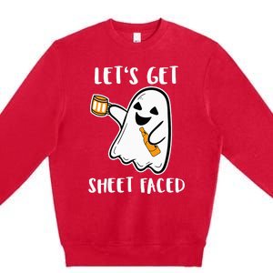 Let's Get Sheet Faced Boos Beer Drinking Boo Ghost Halloween Premium Crewneck Sweatshirt