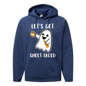 Let's Get Sheet Faced Boos Beer Drinking Boo Ghost Halloween Performance Fleece Hoodie