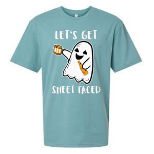 Let's Get Sheet Faced Boos Beer Drinking Boo Ghost Halloween Sueded Cloud Jersey T-Shirt