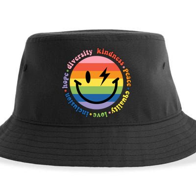 LGBT Groovy Smile Pride Month Rainbow Flag Sustainable Bucket Hat