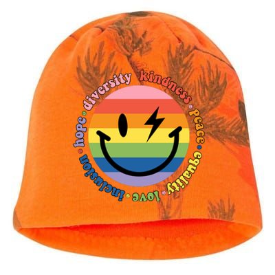 LGBT Groovy Smile Pride Month Rainbow Flag Kati - Camo Knit Beanie