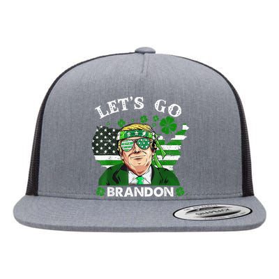 Let's Go Shamrock Brandon Happy St Patrick Day Trump  Flat Bill Trucker Hat