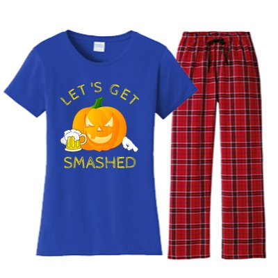 LetS Get Smashed Pumpkin Halloween Ing Gift Funny Gift Women's Flannel Pajama Set