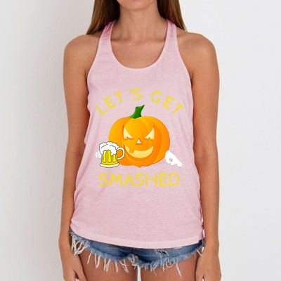 LetS Get Smashed Pumpkin Halloween Ing Gift Funny Gift Women's Knotted Racerback Tank