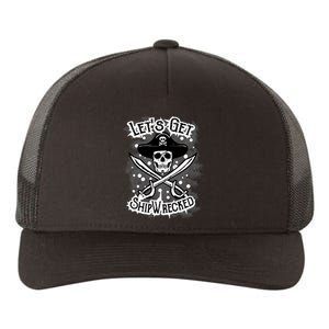 LetS Get Shipwrecked Skull Pirate Jolly Roger Gasparilla Yupoong Adult 5-Panel Trucker Hat