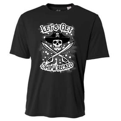 LetS Get Shipwrecked Skull Pirate Jolly Roger Gasparilla Cooling Performance Crew T-Shirt