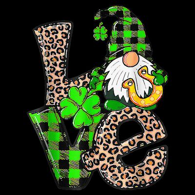 Love Gnomes Shamrock Horseshoe St Patrick's Day T-Shirt