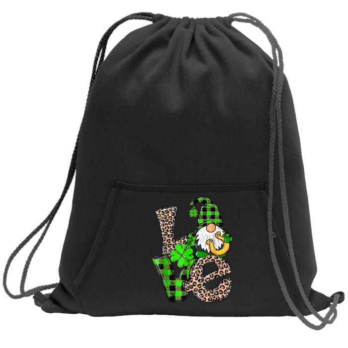 Love Gnomes Shamrock Horseshoe St Patrick's Day Sweatshirt Cinch Pack Bag