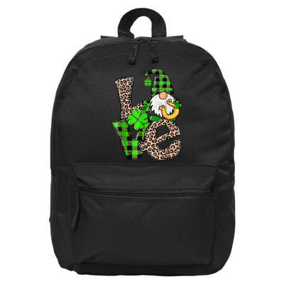 Love Gnomes Shamrock Horseshoe St Patrick's Day 16 in Basic Backpack