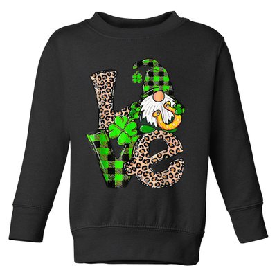 Love Gnomes Shamrock Horseshoe St Patrick's Day Toddler Sweatshirt