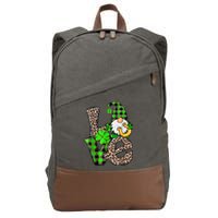 Love Gnomes Shamrock Horseshoe St Patrick's Day Cotton Canvas Backpack