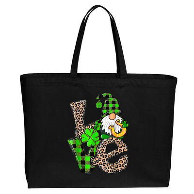 Love Gnomes Shamrock Horseshoe St Patrick's Day Cotton Canvas Jumbo Tote