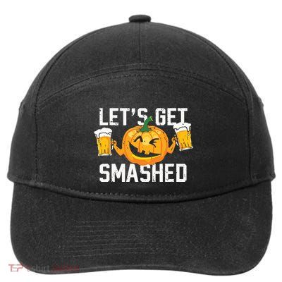 Lets Get Smashed Funny Pumpkin Beer Halloween Costume 7-Panel Snapback Hat