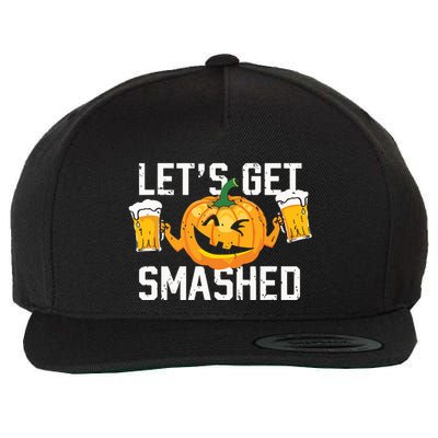 Lets Get Smashed Funny Pumpkin Beer Halloween Costume Wool Snapback Cap