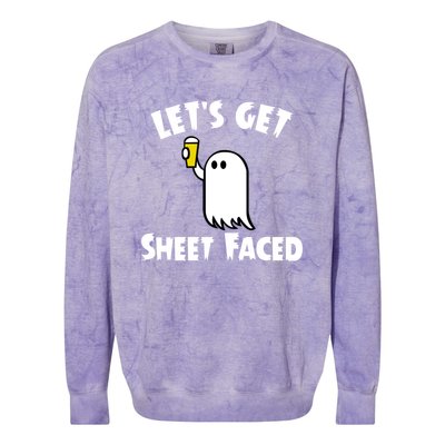 Lets Get Sheet Faced Beer Funny Halloween Costume Funny Colorblast Crewneck Sweatshirt