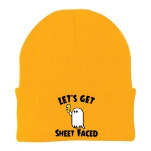 Lets Get Sheet Faced Beer Funny Halloween Costume Funny Knit Cap Winter Beanie