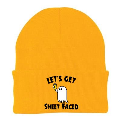 Lets Get Sheet Faced Beer Funny Halloween Costume Funny Knit Cap Winter Beanie