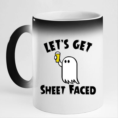 Lets Get Sheet Faced Beer Funny Halloween Costume Funny 11oz Black Color Changing Mug