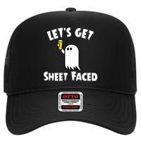 Lets Get Sheet Faced Beer Funny Halloween Costume Funny High Crown Mesh Back Trucker Hat