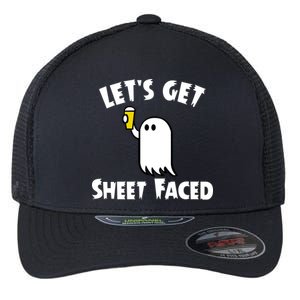 Lets Get Sheet Faced Beer Funny Halloween Costume Funny Flexfit Unipanel Trucker Cap