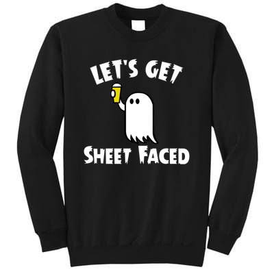 Lets Get Sheet Faced Beer Funny Halloween Costume Funny Sweatshirt