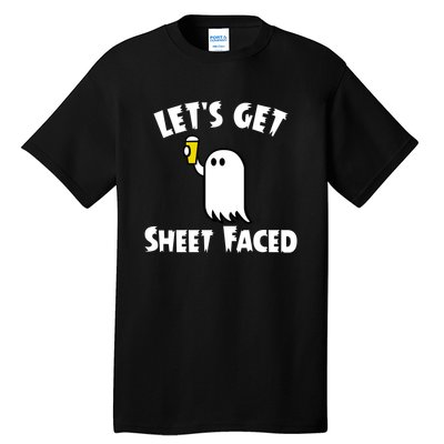 Lets Get Sheet Faced Beer Funny Halloween Costume Funny Tall T-Shirt