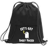 Lets Get Sheet Faced Beer Funny Halloween Costume Funny Sweatshirt Cinch Pack Bag