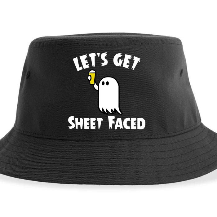 Lets Get Sheet Faced Beer Funny Halloween Costume Funny Sustainable Bucket Hat