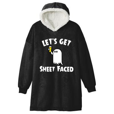 Lets Get Sheet Faced Beer Funny Halloween Costume Funny Hooded Wearable Blanket