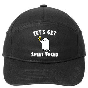 Lets Get Sheet Faced Beer Funny Halloween Costume Funny 7-Panel Snapback Hat