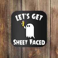 Lets Get Sheet Faced Beer Funny Halloween Costume Funny Coaster