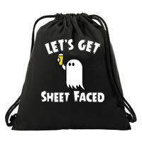 Lets Get Sheet Faced Beer Funny Halloween Costume Funny Drawstring Bag