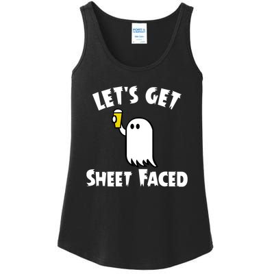 Lets Get Sheet Faced Beer Funny Halloween Costume Funny Ladies Essential Tank