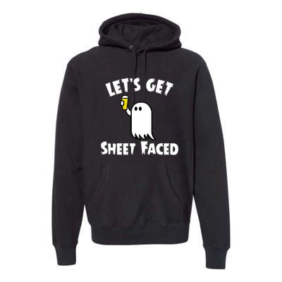 Lets Get Sheet Faced Beer Funny Halloween Costume Funny Premium Hoodie