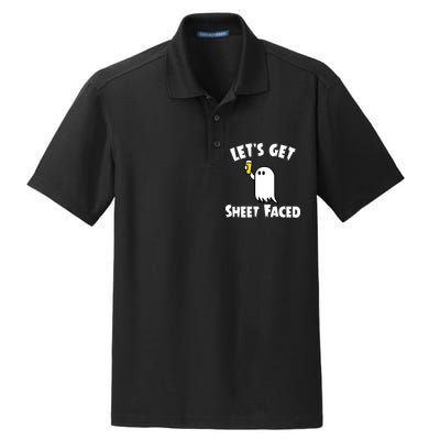 Lets Get Sheet Faced Beer Funny Halloween Costume Funny Dry Zone Grid Polo