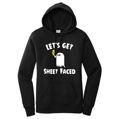 Lets Get Sheet Faced Beer Funny Halloween Costume Funny Women's Pullover Hoodie