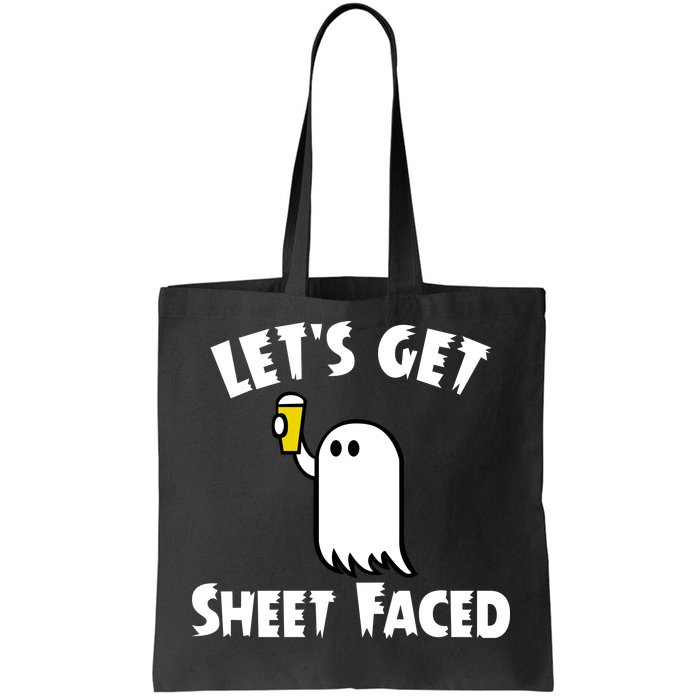 Lets Get Sheet Faced Beer Funny Halloween Costume Funny Tote Bag