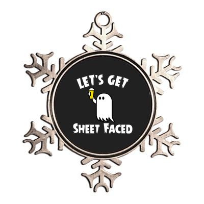 Lets Get Sheet Faced Beer Funny Halloween Costume Funny Metallic Star Ornament