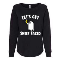 Lets Get Sheet Faced Beer Funny Halloween Costume Funny Womens California Wash Sweatshirt