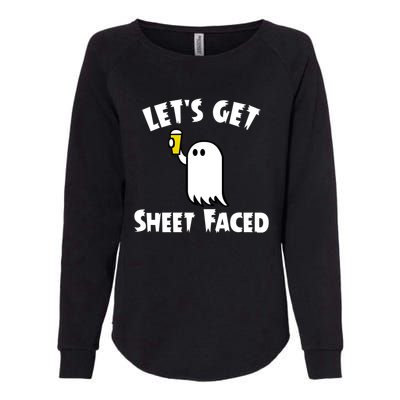 Lets Get Sheet Faced Beer Funny Halloween Costume Funny Womens California Wash Sweatshirt