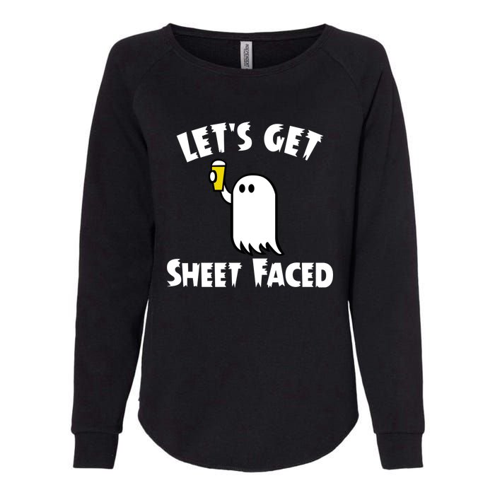 Lets Get Sheet Faced Beer Funny Halloween Costume Funny Womens California Wash Sweatshirt