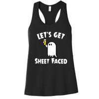 Lets Get Sheet Faced Beer Funny Halloween Costume Funny Women's Racerback Tank