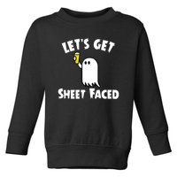 Lets Get Sheet Faced Beer Funny Halloween Costume Funny Toddler Sweatshirt