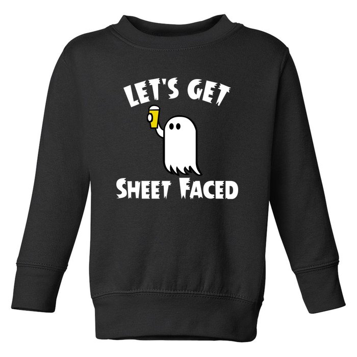 Lets Get Sheet Faced Beer Funny Halloween Costume Funny Toddler Sweatshirt