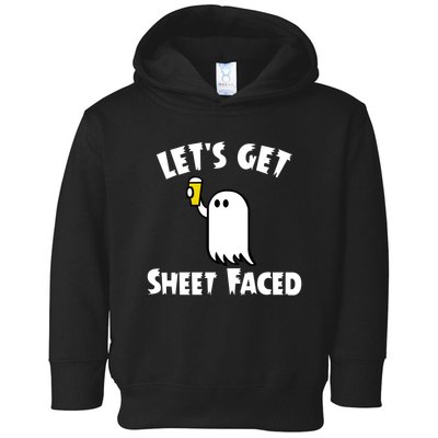 Lets Get Sheet Faced Beer Funny Halloween Costume Funny Toddler Hoodie