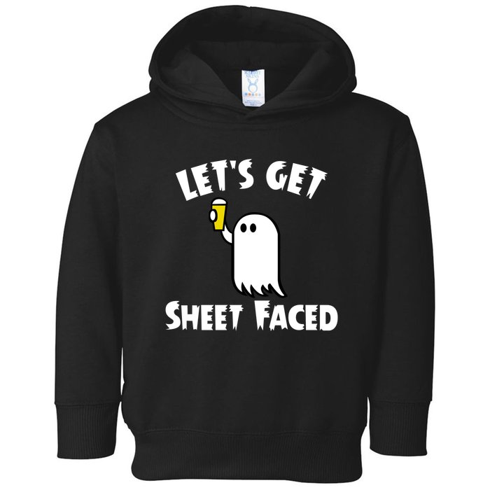 Lets Get Sheet Faced Beer Funny Halloween Costume Funny Toddler Hoodie