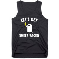 Lets Get Sheet Faced Beer Funny Halloween Costume Funny Tank Top