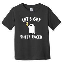 Lets Get Sheet Faced Beer Funny Halloween Costume Funny Toddler T-Shirt